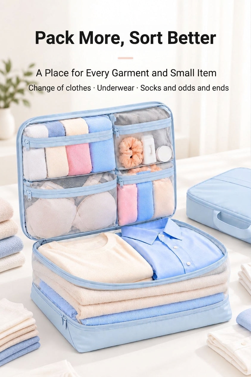 Travel Storage Bags, Five-in-One Compressible Set