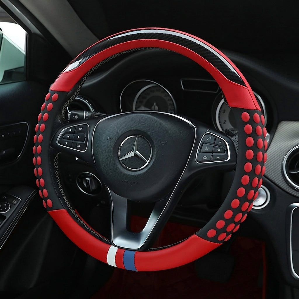 Non-slip sweat-wicking car handlebar covers, colorful carbon fiber leather, fashionable trendy brand steering wheel covers, car GM Amazon