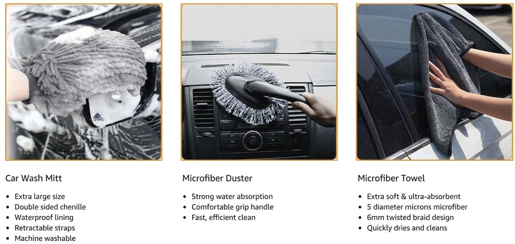 Amazon Hot-selling car wash set 9-piece set C car cleaning waterproof gloves tire crevice cleaning brush car wash