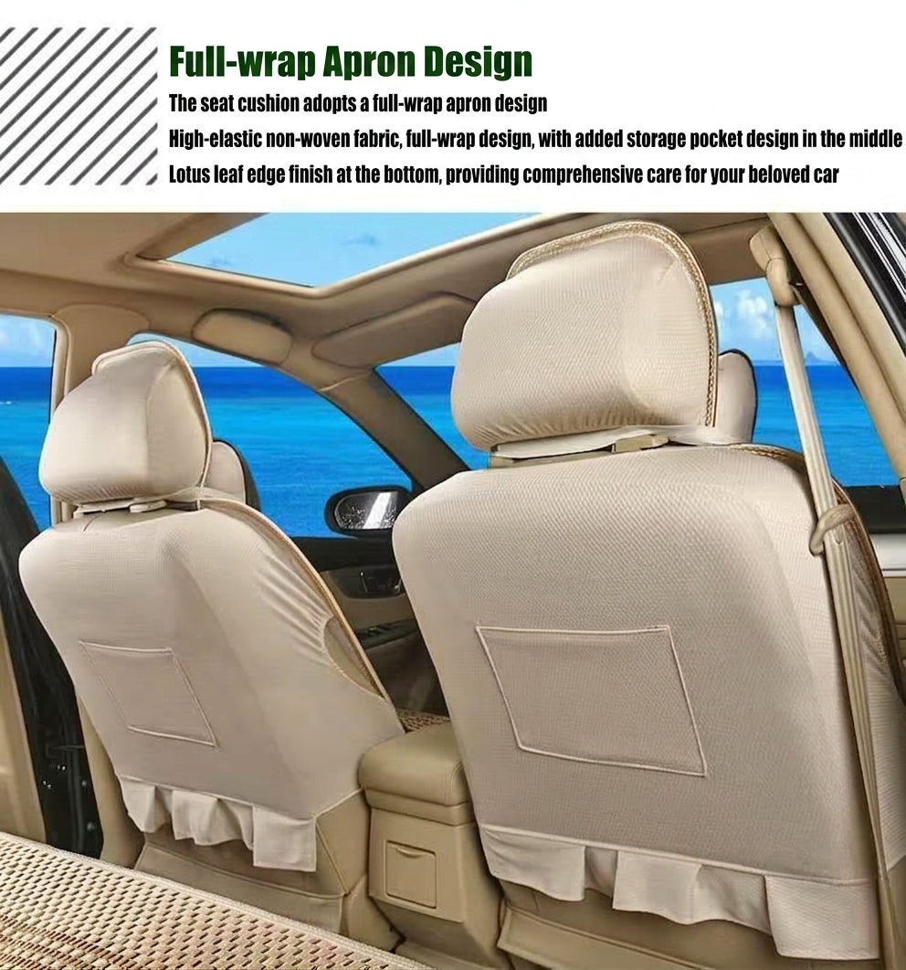 Summer Ice Silk car seat cushion, all-season universal breathable, summer-specific all-encompassing car seat cover, single-seat, five-seater, cross-border design