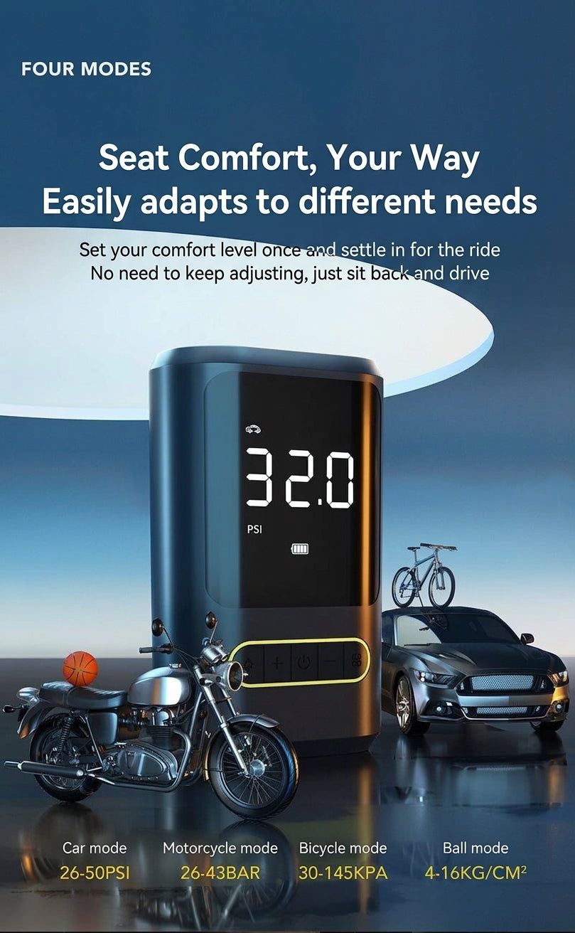 Mini portable car inflator pump bicycle electric tire pump air pump handheld wireless charging digital display