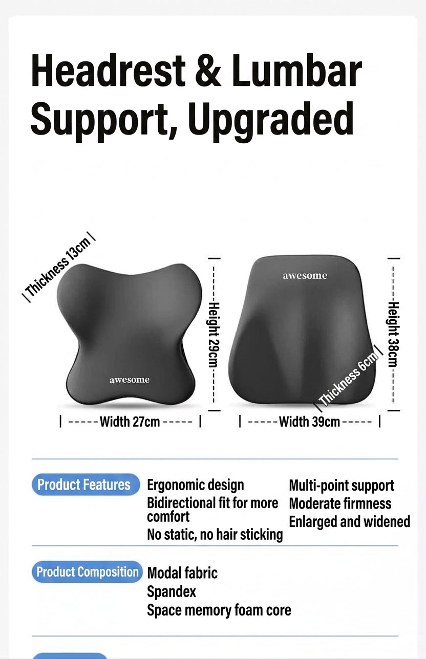 Car headrest, lumbar support, high-quality neck pillow, special pillow in the car, lumbar support, seat backrest, car supplies