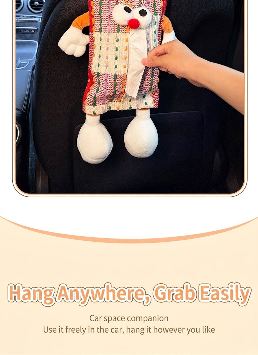 Car tissue box, cute plush toy hand, foot car, in-car tissue hanging bag, high-end practical car armrest box tissue box