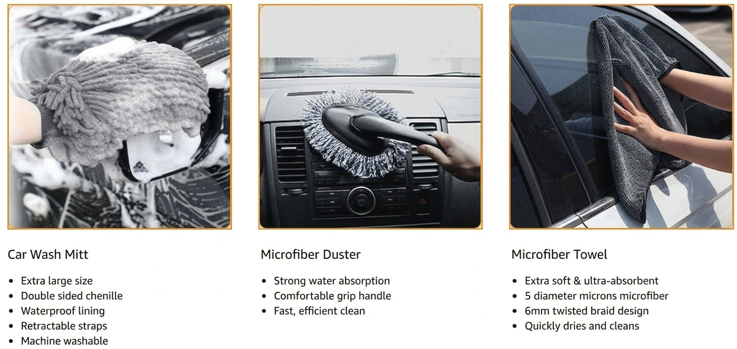 Amazon Hot-selling car wash set 9-piece set C car cleaning waterproof gloves tire crevice cleaning brush car wash