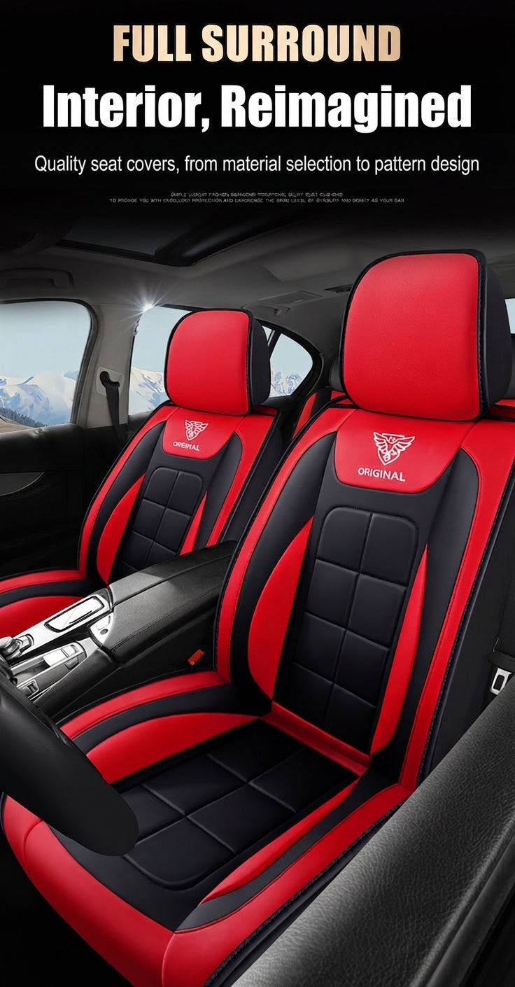 The five-seater car seat cushion is fully surrounded by the all-season universal leather seat cover, which is wear-resistant, dirt-resistant and breathable