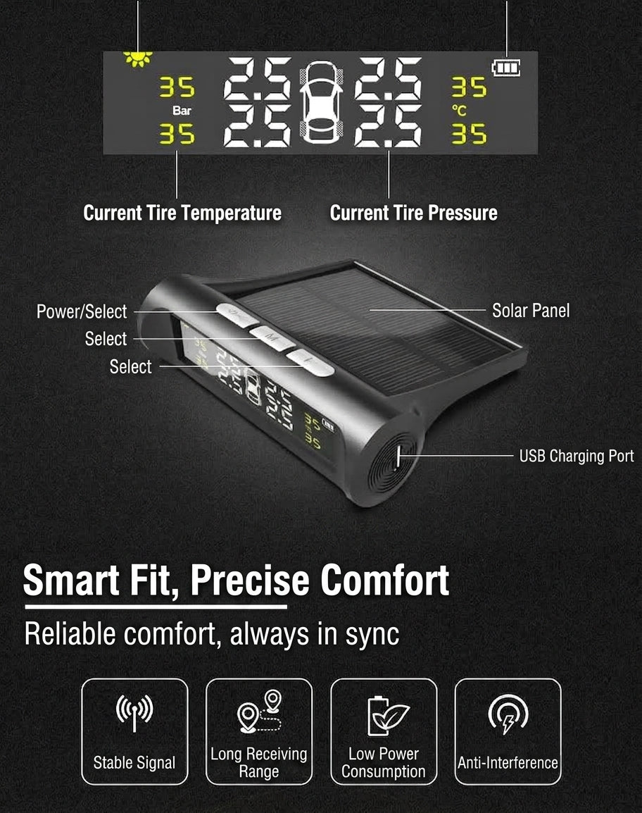 Tire Pressure Monitor TPMS Tire Pressure Monitor Tire Monitoring Tire Pressure Detector Built-in External Car Tire Pressure Car
