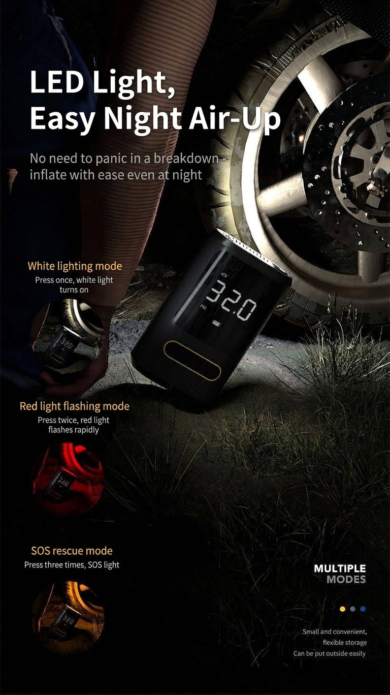 Mini portable car inflator pump bicycle electric tire pump air pump handheld wireless charging digital display