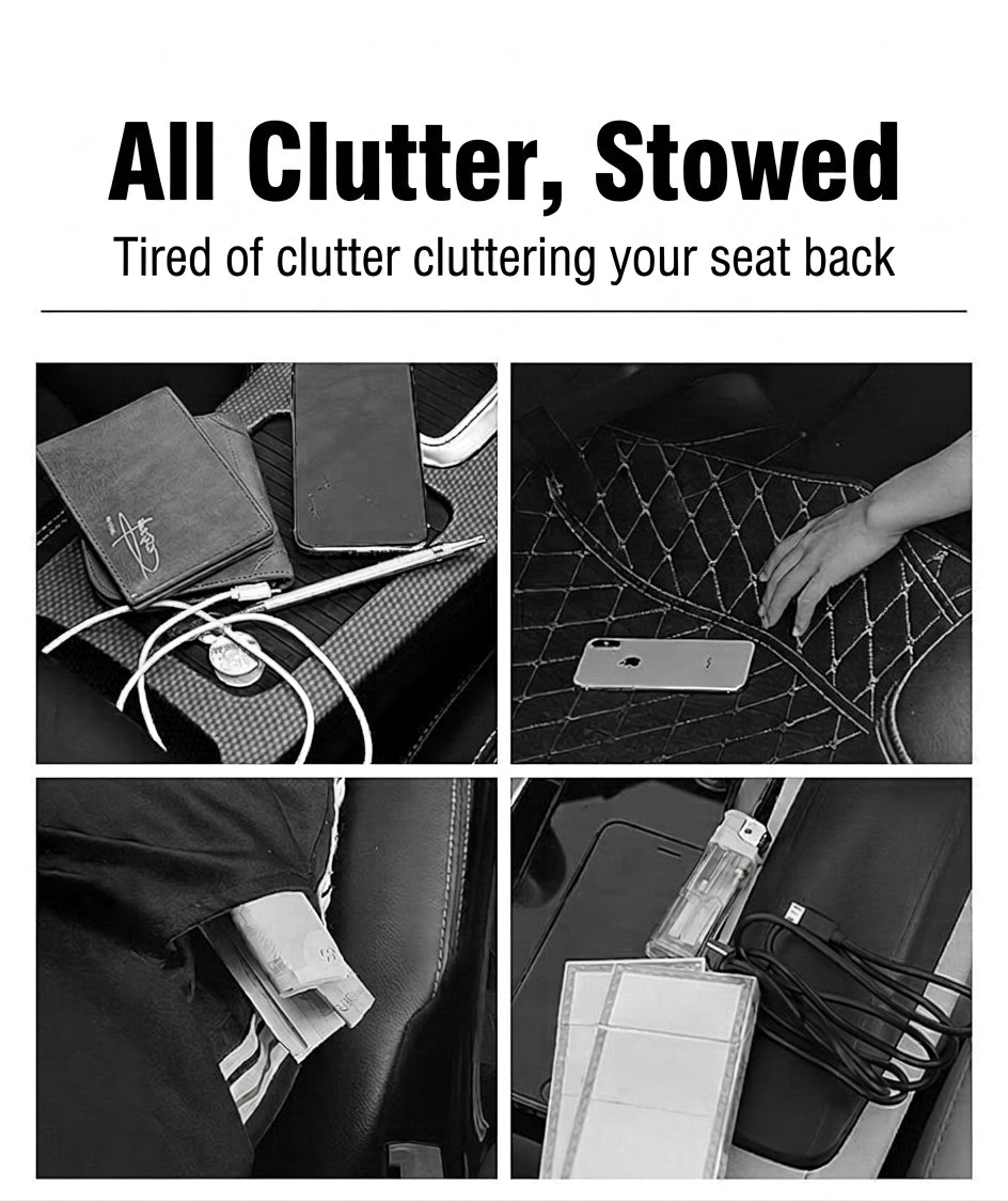 Car seat back storage bag, leather rear storage box, dining table model car seat back hanging bag, anti-kick mat