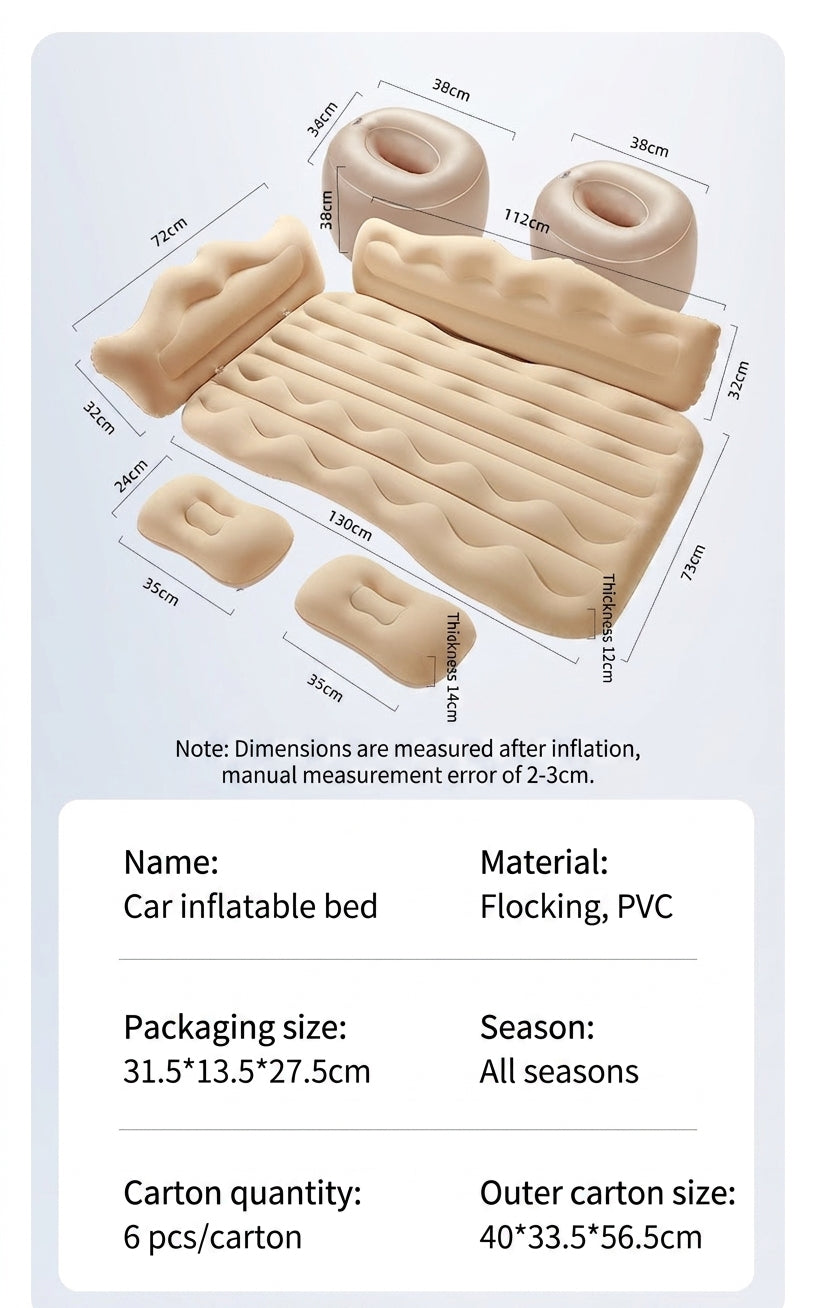 Cross-border car inflatable bed Car rear exhaust mattress Universal folding sleeping air mattress travel mattress