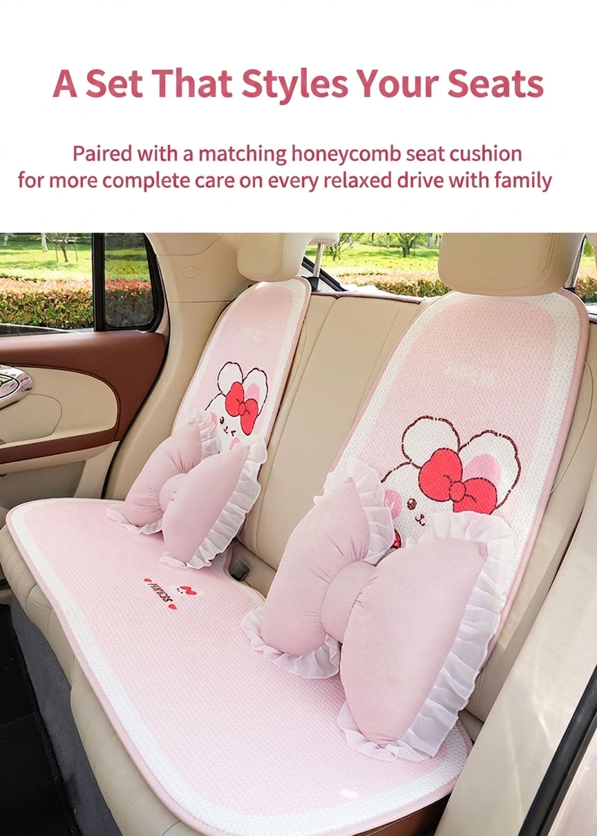 Creative butterfly-shaped car headrest neck support with lace edges for car cushions, all-season universal comfortable breathable car lumbar support