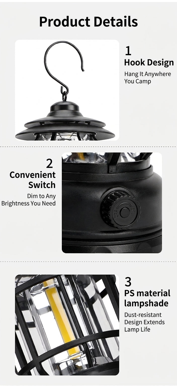 Camping Light - Rechargeable Lantern, Multiple Colors
