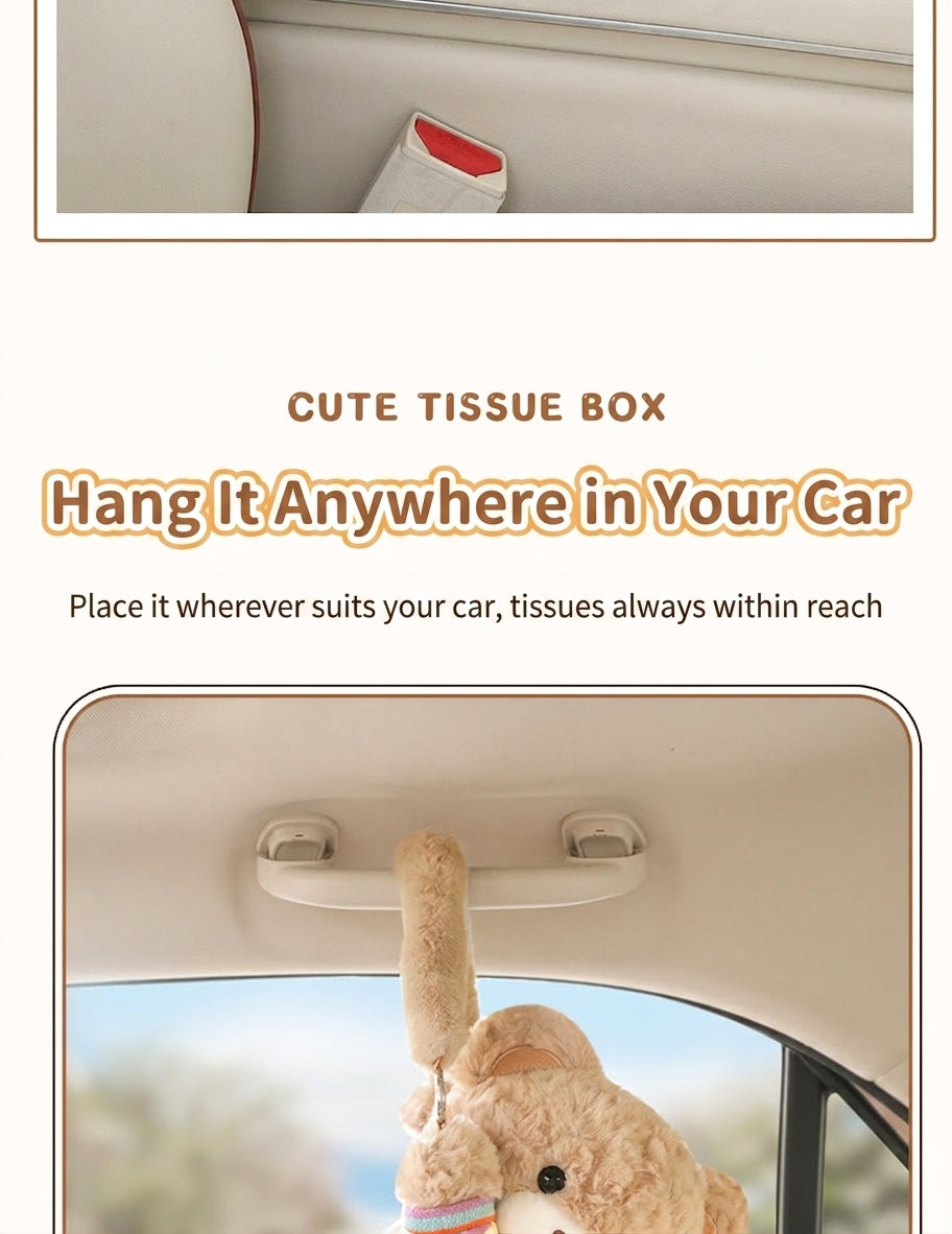 Car tissue box hanging car drawer box bear creative cute practical doll in the car tissue bag hanging bag