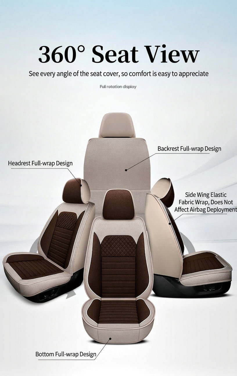 All-season universal full-coverage car seat covers, full-coverage spring and winter linen fabric art car covers, seat covers, and car cushion covers