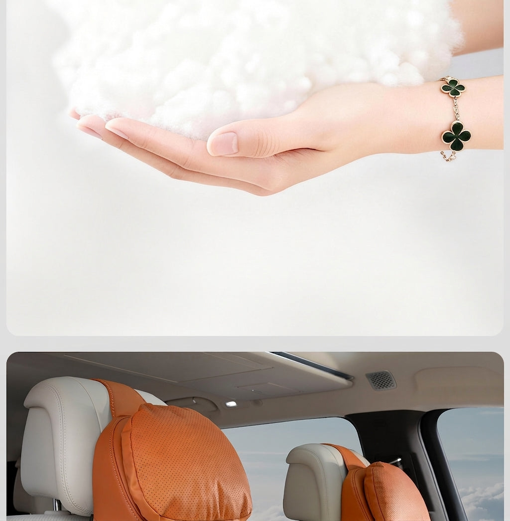 Car anti-stain leather headrest cushion lumbar cushion for driving seats, pillows for cervical spine, neck, and high-end neck pillows for car use