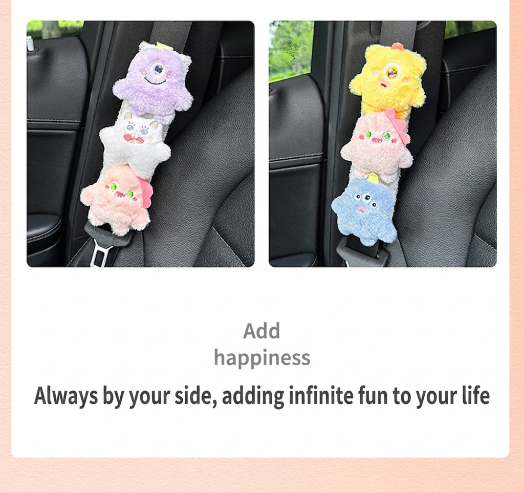 Car seatbelt shoulder pads, wear-resistant clothes, plush plush plush figures, car safety belt protective covers, cute monster girls
