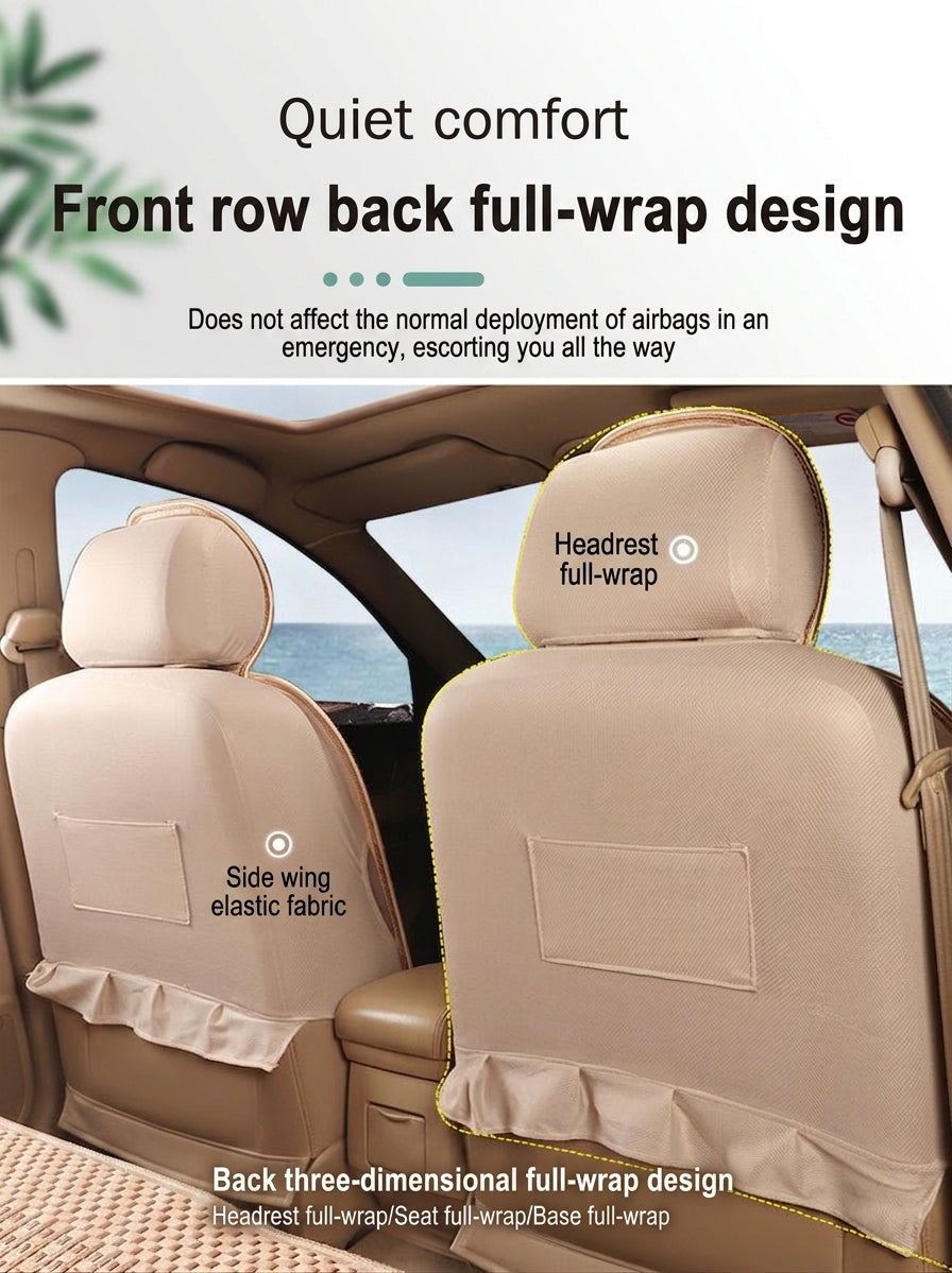 Car seat cushion all-season universal ice silk summer seat cushion full enveloping seat cover car interior seat cushion five seat cover cushion