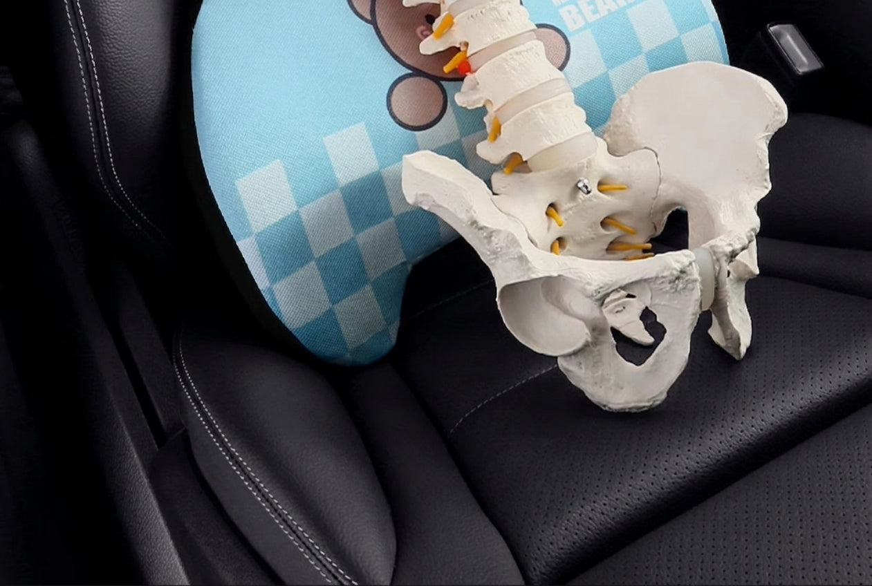 Yiju car cartoon headrest, neck pillow, memory foam, car cushion, car seat, neck and neck pillow, bear headrest