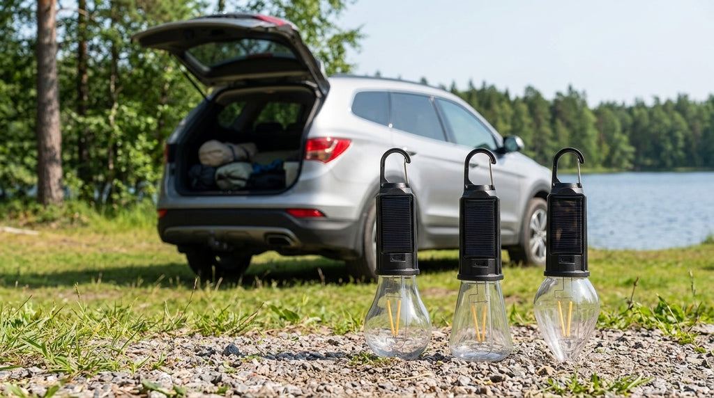 LED Camping Tent Light with Solar & USB Charging - Campsite Day