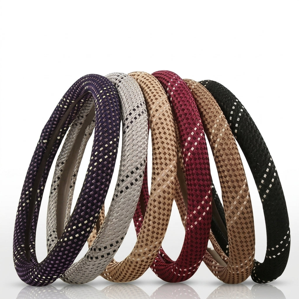 All-season universal wear-resistant car steering wheel covers, woven sweat-absorbing car handlebar covers, direct supply from wholesale manufacturers - Hero Shot