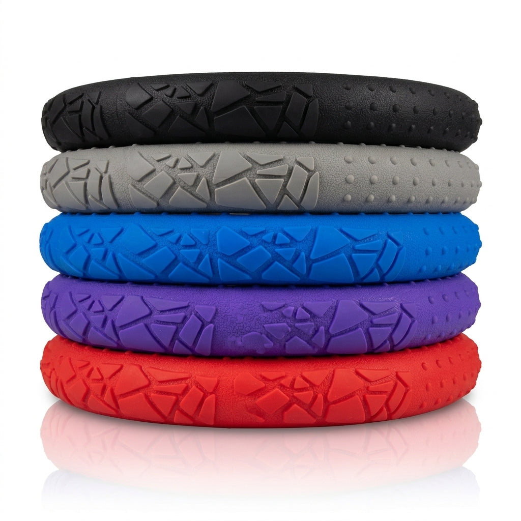 Cross-border geometric pattern non-slip silicone steering wheel cover, car D-round universal elastic particle sun-protection thickened handlebar cover - Hero Shot