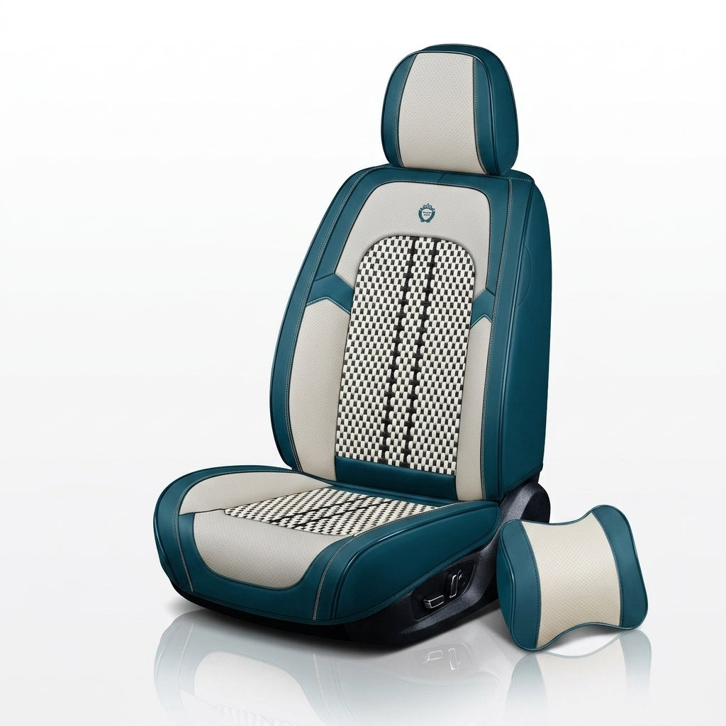 New fully surroundable car seat set, Napa leather car seat cushion, five-seat leather ice silk car seat cushion, universal split type - Hero Shot