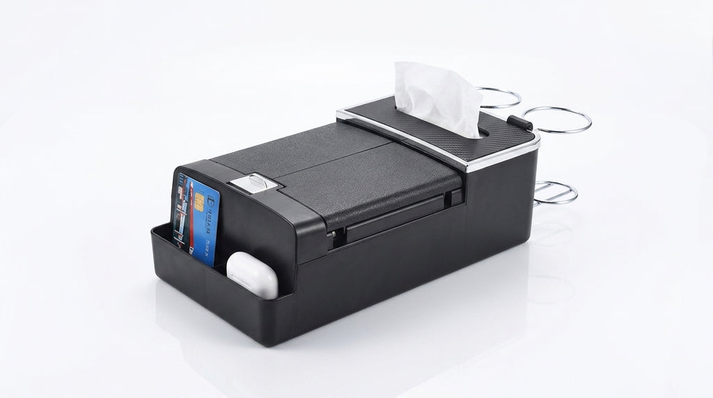 Car tissue box, armrest box, multifunctional water cup holder, storage box, creative and simple car interior sundries storage box - Hero Studio
