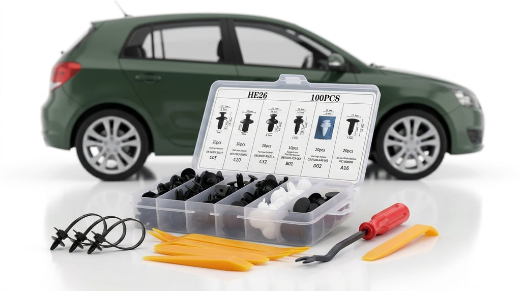 Domestic trade and foreign trade 100PCS car general boxed buckle combination set door panel nylon wheel eyebrow clamp HE26 - Hero Studio