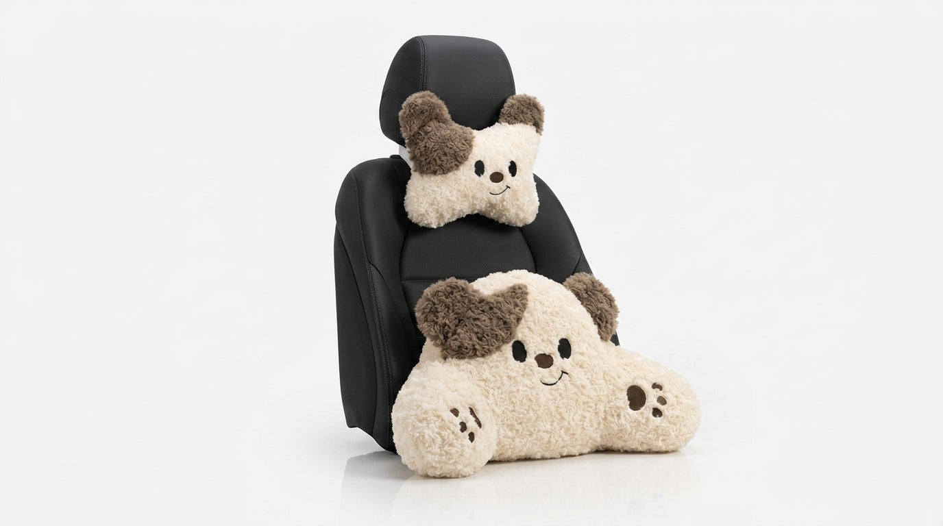 Car headrest, neck pillow, a pair of female driver pillows, cute dogs, car cushions, car seats, lumbar and neck pillows - Hero Studio