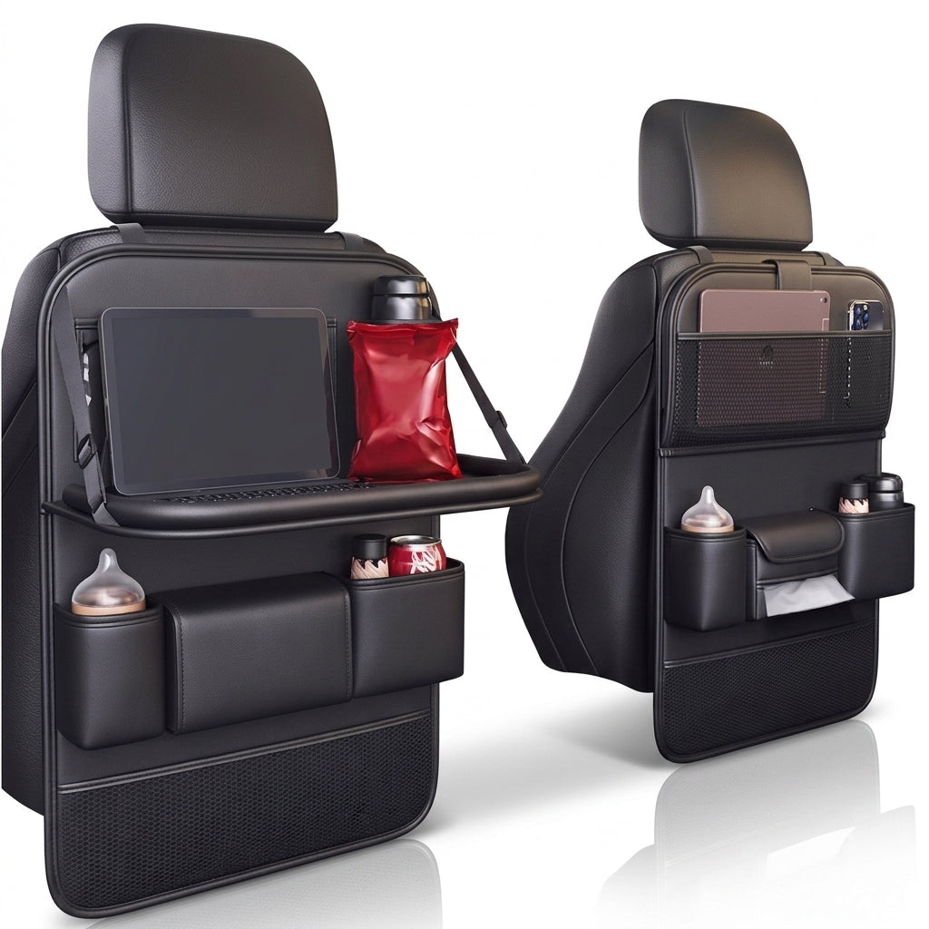 High-end car seat back storage bag, car multi-functional, rear hanging bag, car foldable dining table board shelf - Hero Studio