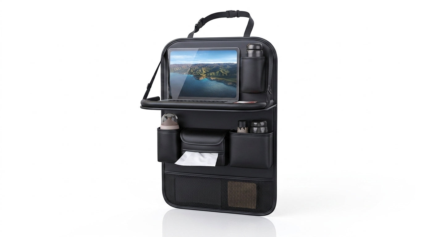 Car seatback storage bag, hanging bag, car front seat, rear seat shelf, small table, and in-car artifact - Hero Studio