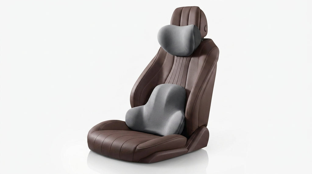 Car neck headrest lumbar rest removable and washable breathable driver's seat waist rest memory foam car artifact headrest in the car - Hero Studio