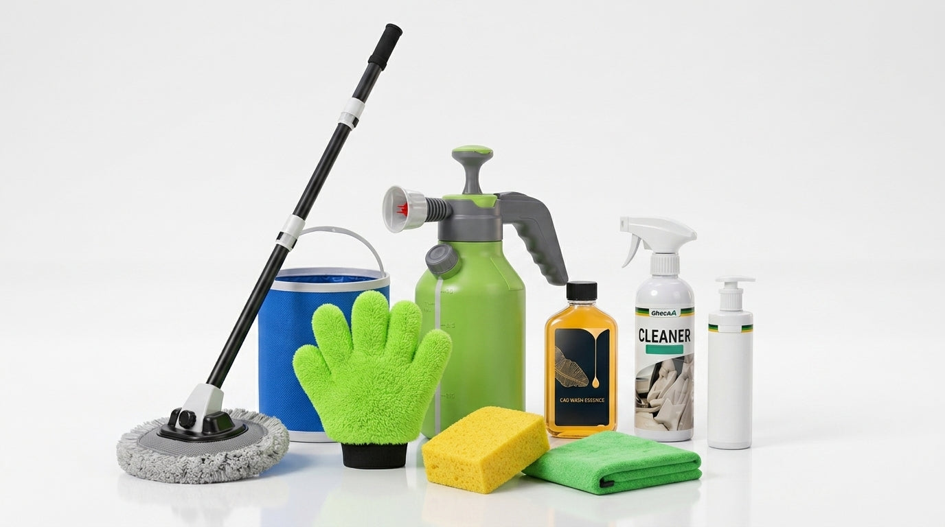 Green Forest Car Wash Tool Complete Set, Household Mop, Car Cleaning Tool, Self-Service Car Brushing Supplies Without Damage - Hero Studio