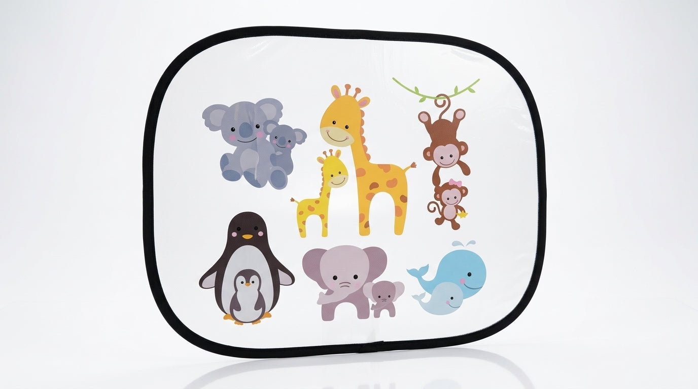 Car interior sun shield, side window heat insulation, sun protection static static sticker, sun shield, cartoon window film with logo printing - Hero Studio