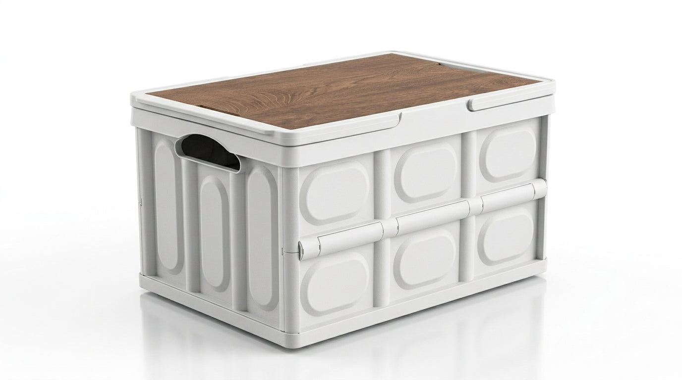 Outdoor camping folding box, storage box, wooden lid, car trunk, picnic storage box, organizer box, clothing storage box - Hero Studio