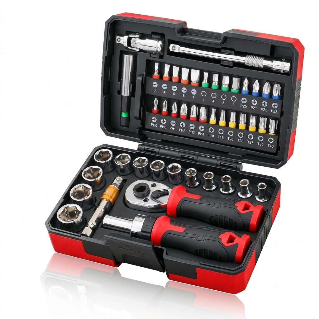 Cross-border ratchet wrench set 45-piece household multifunctional high-torque ratchet wrench screwdriver combo tool - Hero Studio