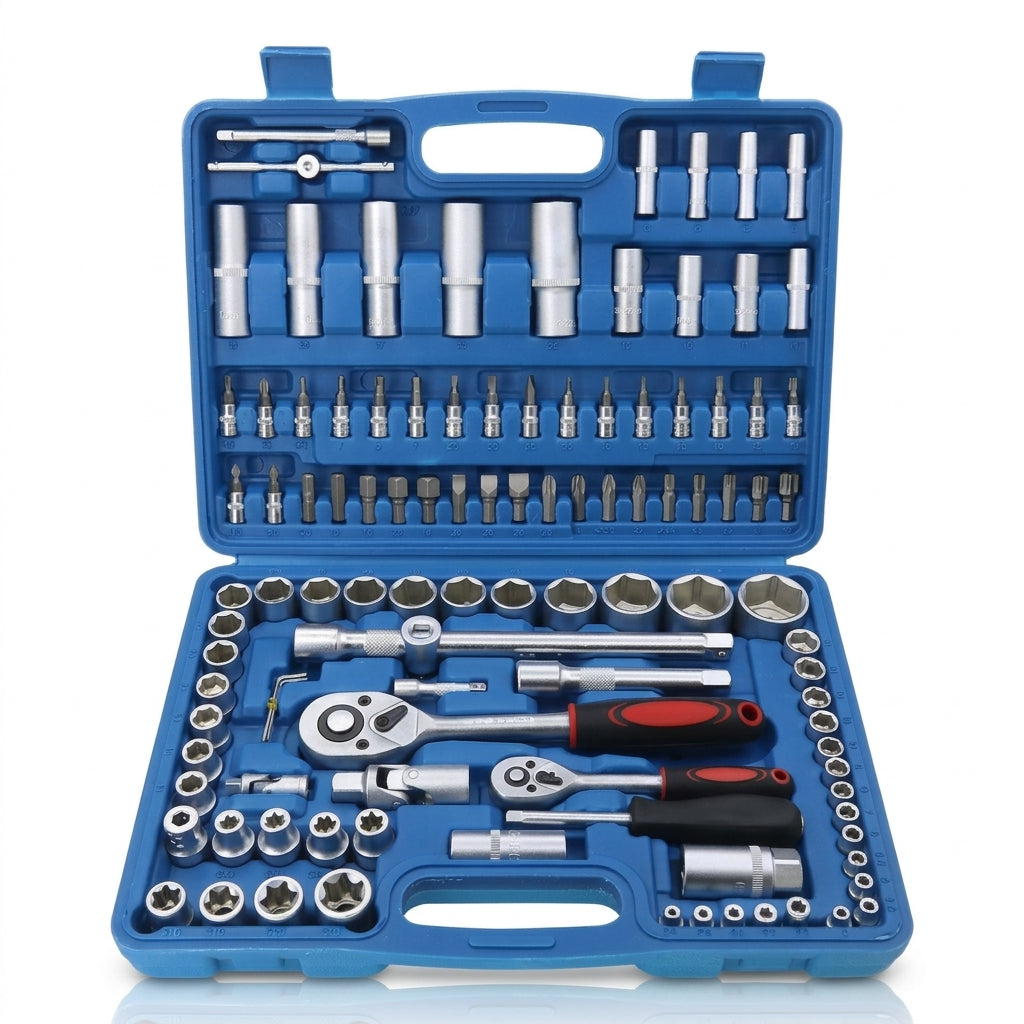 108 socket tool car repair toolbox multi-function large, medium and small flying ratchet wrench set hardware combination - Hero Studio