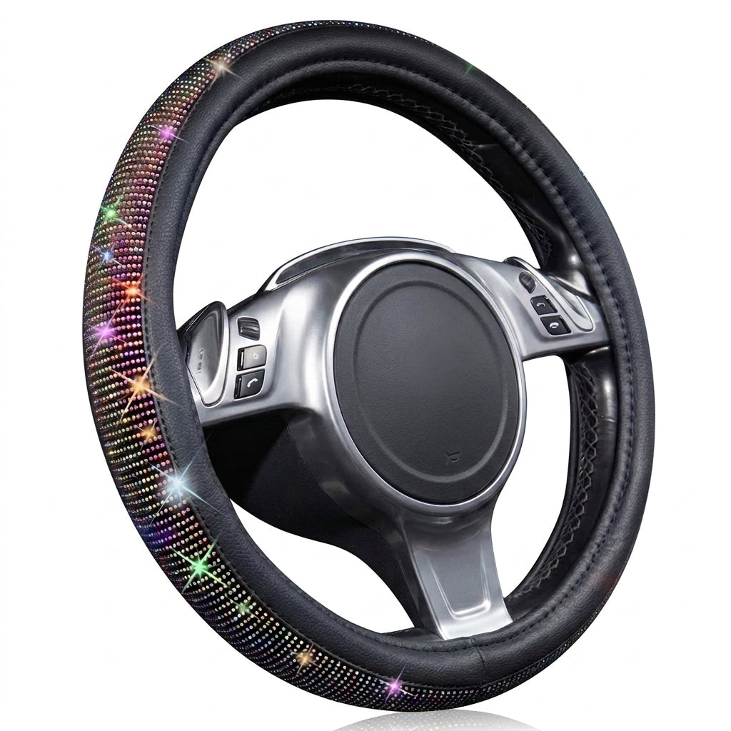 New car rhinestone fully rhinestone-hot rhinestone steering wheel, personalized handlebar cover, unisex steering wheel, Amazon - Hero Studio