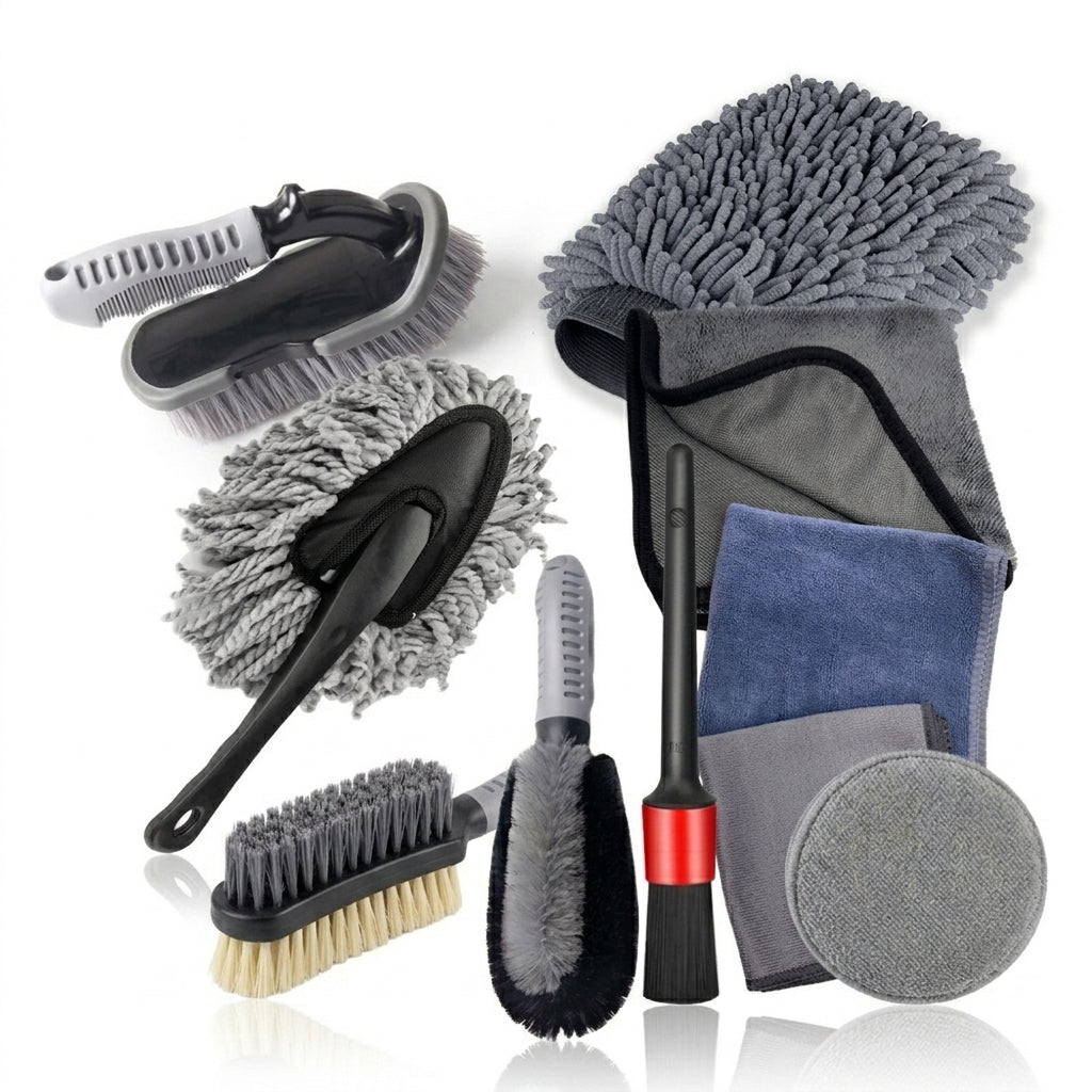 Amazon Hot-selling car wash set 9-piece set C car cleaning waterproof gloves tire crevice cleaning brush car wash - Hero Studio