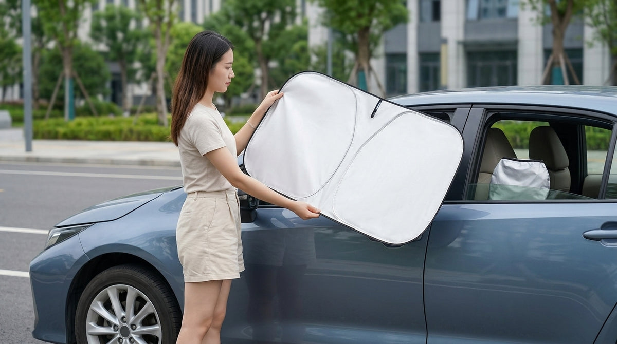 Car Sunshade - Fits Sedans & SUVs - In Use Day
