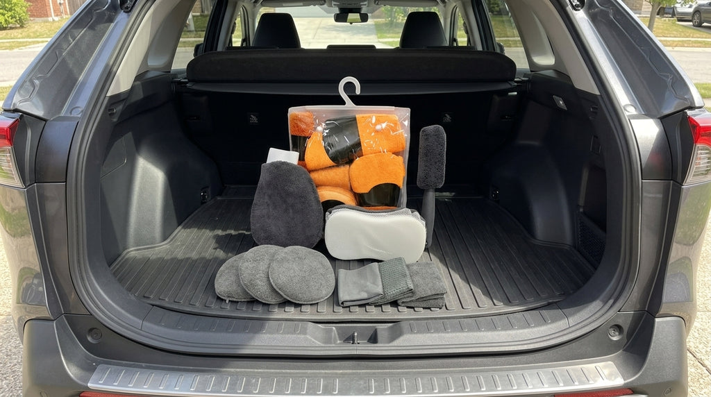 Car cleaning 9-piece set: car towels, home car wash gloves, car washing towels, rags, waxing sponges, hub brushes - Boot Context Day