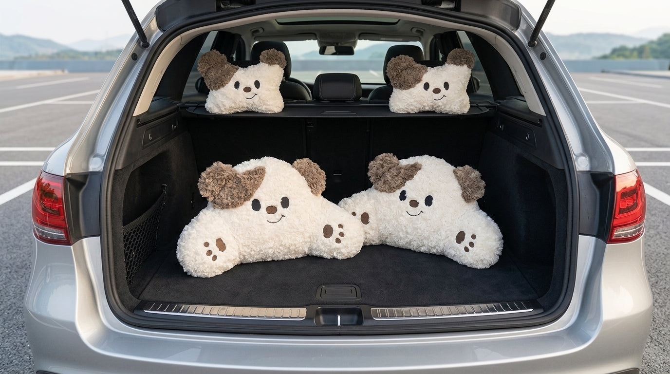 Car headrest, neck pillow, a pair of female driver pillows, cute dogs, car cushions, car seats, lumbar and neck pillows - Boot Context Day