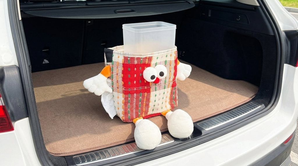 Car trash bin, waterproof two-in-one storage box for car seatbacks, plastic storage container for automotive supplies - Boot Context Day