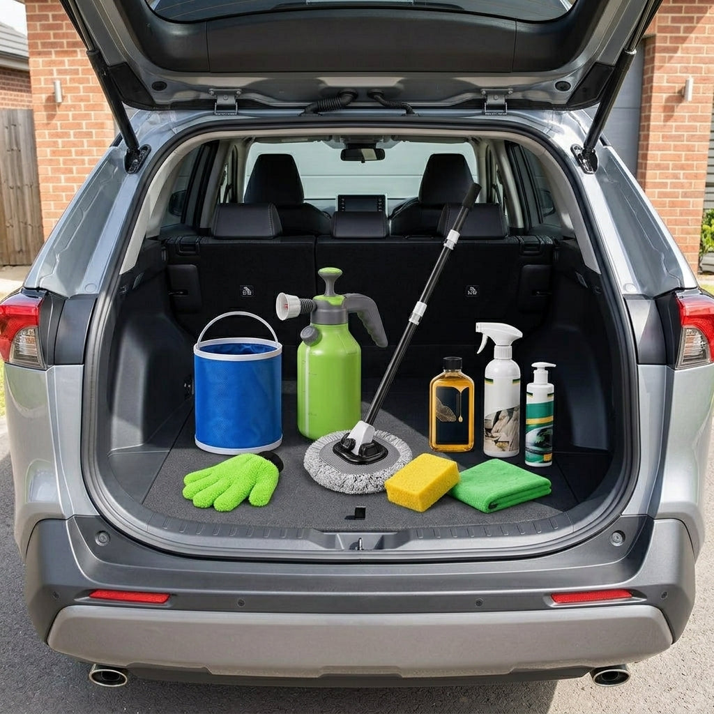 Green Forest Car Wash Tool Complete Set, Household Mop, Car Cleaning Tool, Self-Service Car Brushing Supplies Without Damage - Boot Context Day