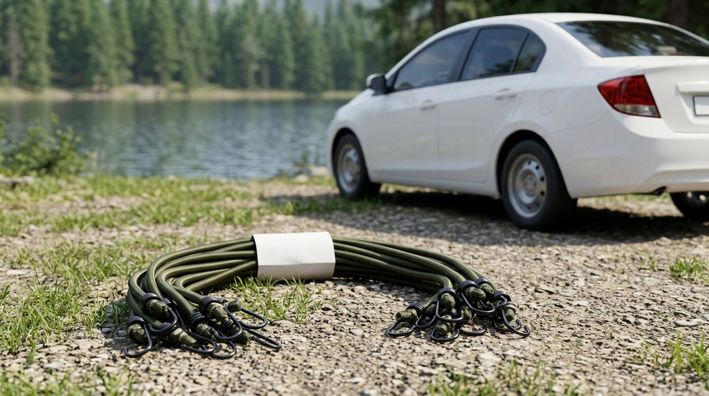 Bungee Cord Strap - 8mm Military Green (Pack of 10) - Campsite Day