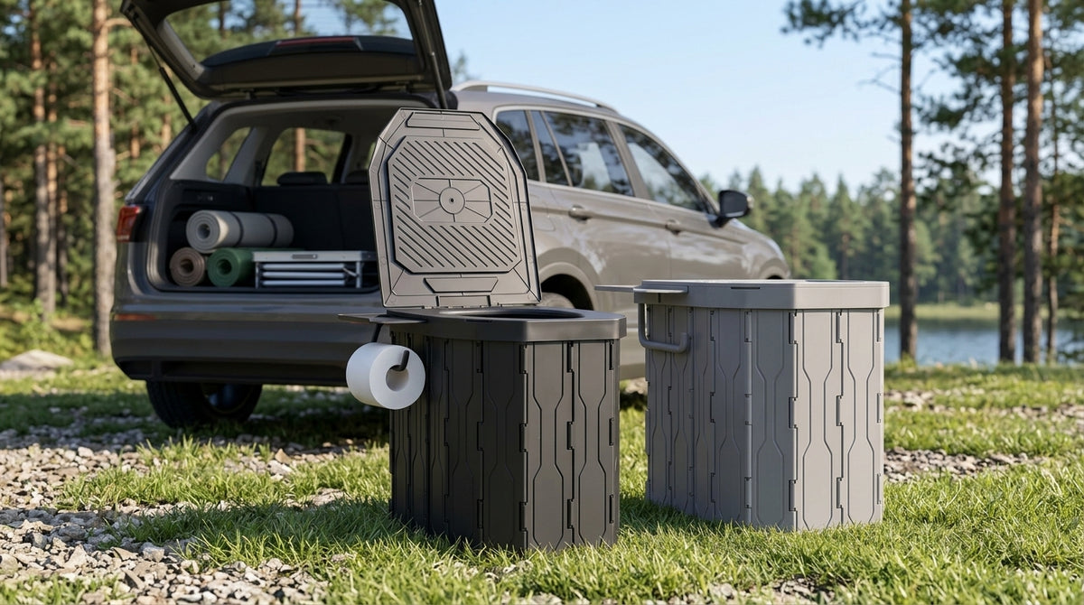 2026 New Widened and Raised Outdoor Folding Toilet Car Mobile Toilet Travel Camping Portable Toilet - Campsite Day