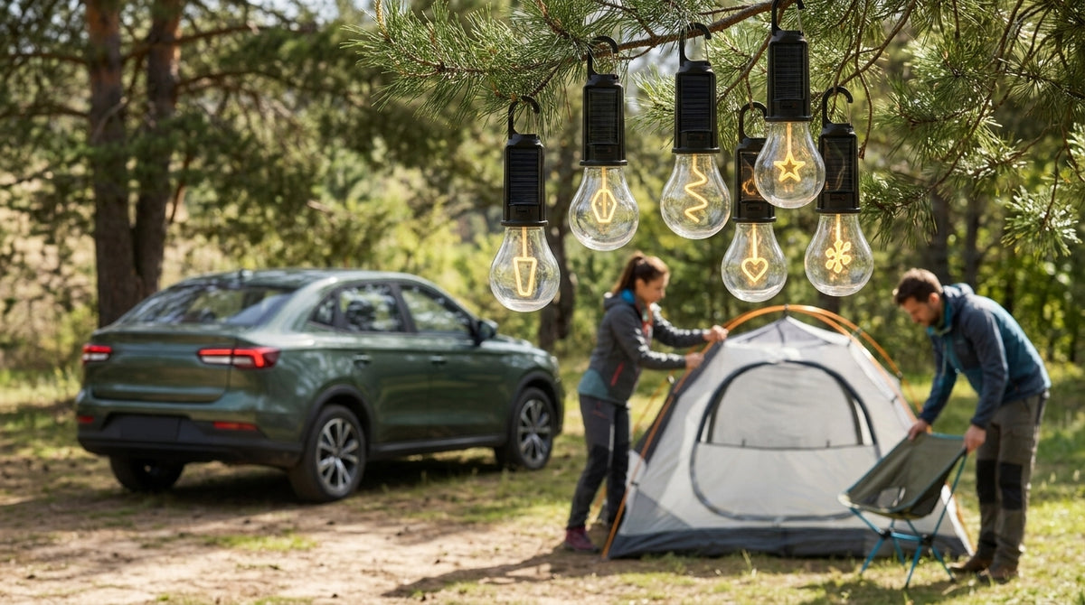 Solar Camping Light with Hook - Rechargeable - In Use Day