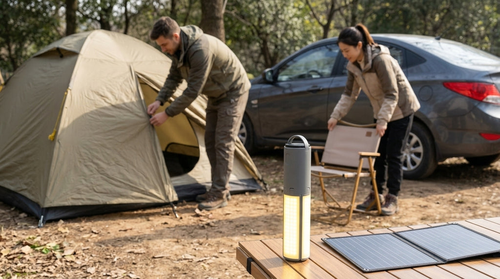 Camping Light - Folding Tent Lantern - In Use Day