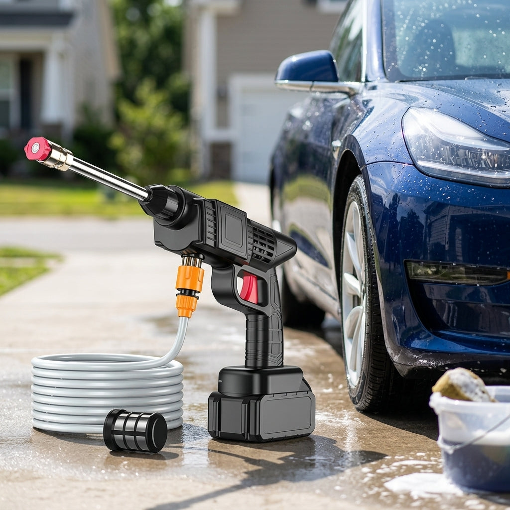 Car water gun, household electric car washer, rechargeable car wash gun, universal wireless high-power high-pressure car wash water gun - Wash Bay Day