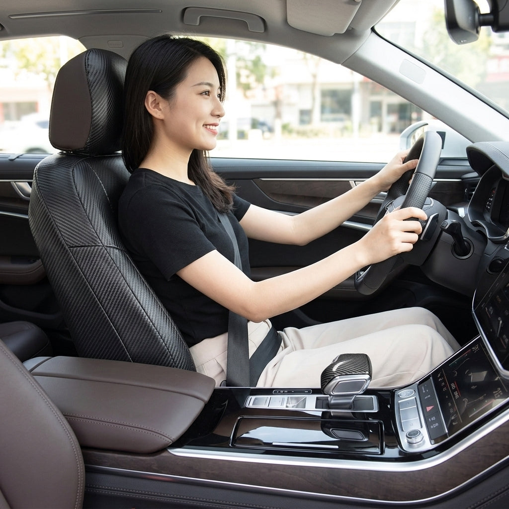 Suitable for Audi A6L A4L Q5LA3Q7Q2L gear shift cover, carbon fiber texture gear lever cover, and automotive interior modification - Woman Driver Day