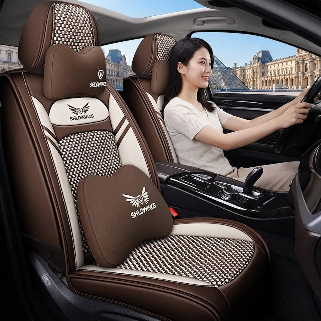Full-coverage car seat covers for Napa leather car seat cushions, five-seat universal Ice Silk car seat cushions, all-season universal model wholesale - Woman Driver Day